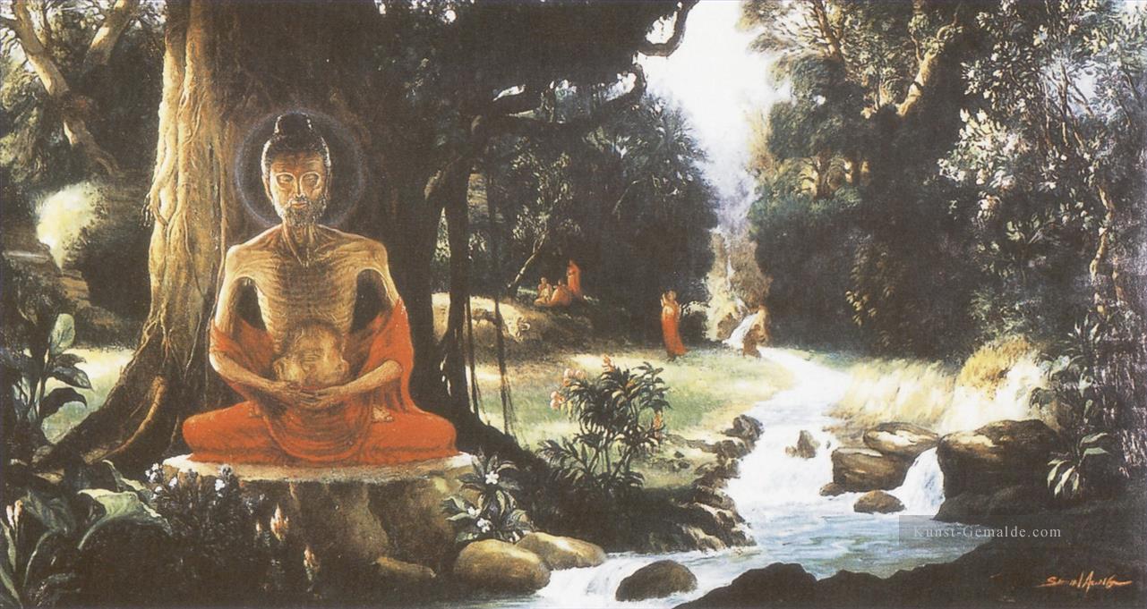 Bodhisatta verbrachte sechs Jahre damit, Austerität für die Verwirklichung der Wahrheit und die Erlangung der Erleuchtung Buddhismus zu üben Ölgemälde